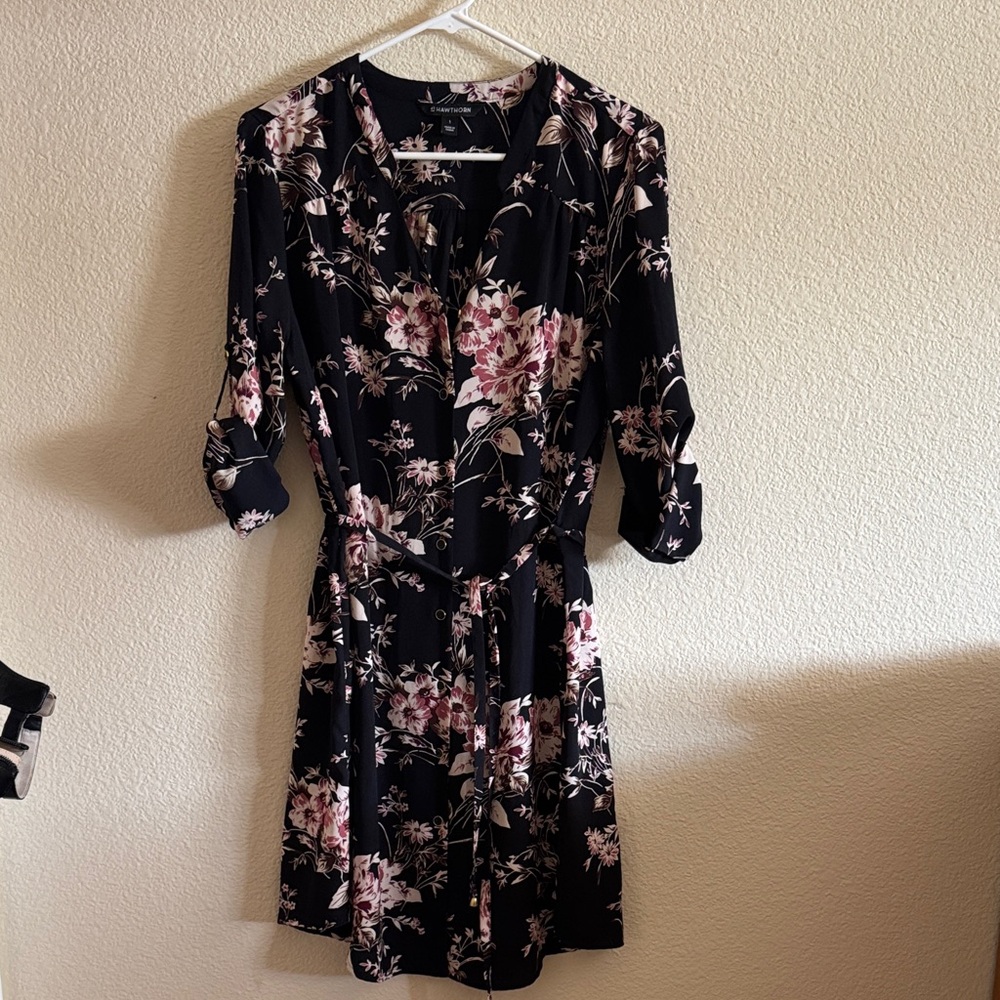 41 Hawthorn Black and Pink Floral Long Sleeve Dress